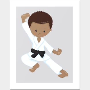 African American Boy, Karate Boy, Kata, Black Belt Posters and Art